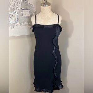 Donna Ricco New York Black spaghetti strap ruffle sheath dress Size 4